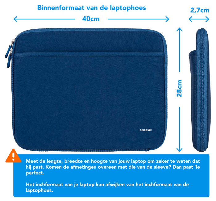 BlueBuilt Laptophoes breedte 40 cm 17 inch Blauw visual Coolblue 2