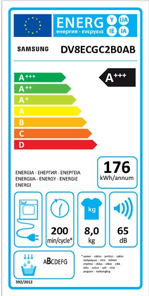 Samsung DV8ECGC2B0ABEG energy label
