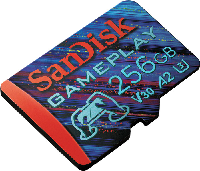 SanDisk MicroSDXC Gameplay 256GB 130mb/s linkerkant