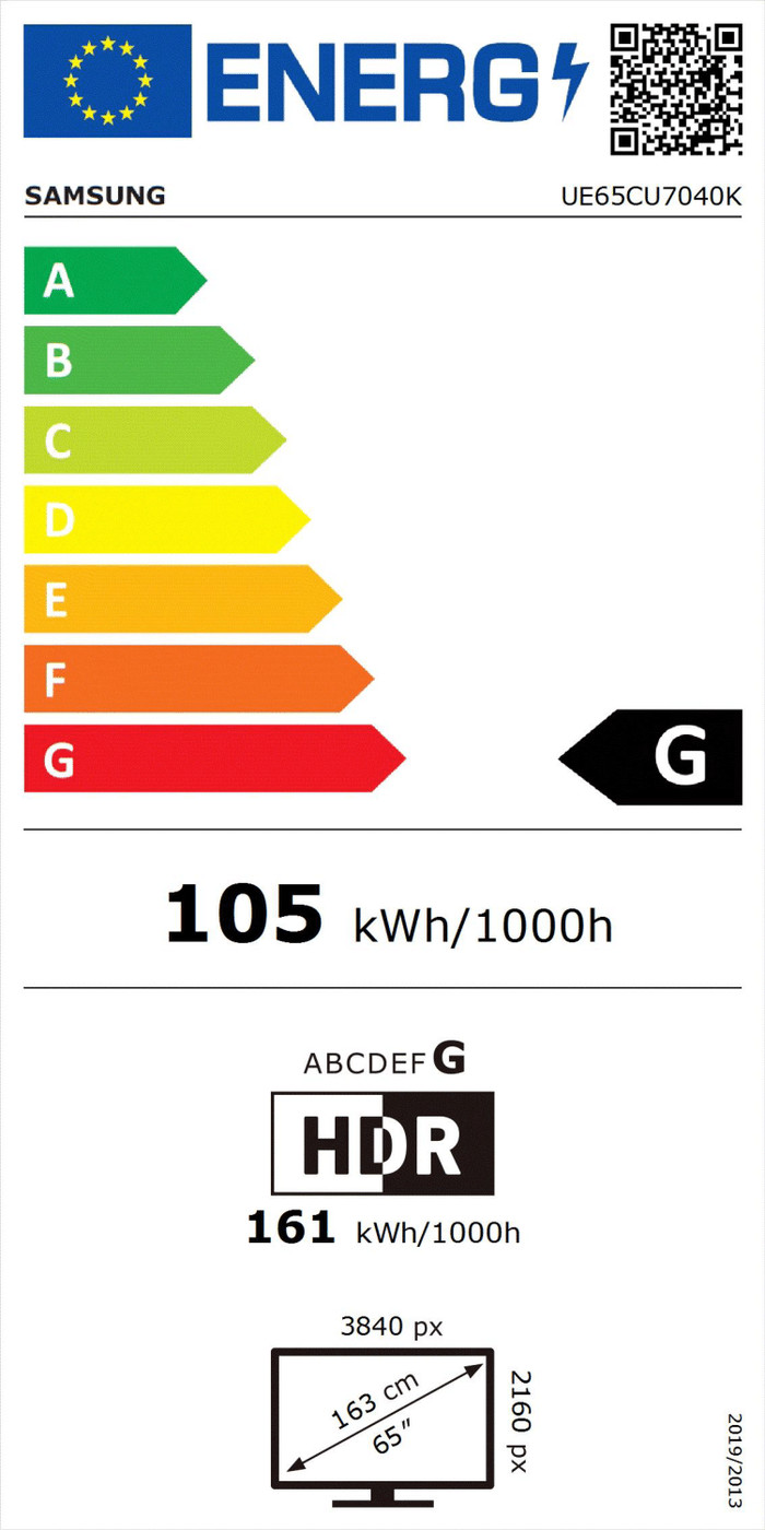Samsung Crystal UHD 65CU7040 (2024) energielabel