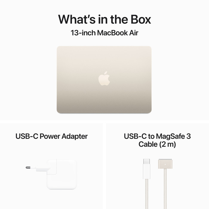 Apple MacBook Air 13 inches (2024) M3 (8-core CPU/10-core GPU) 24GB/512GB Starlight AZERTY visual supplier