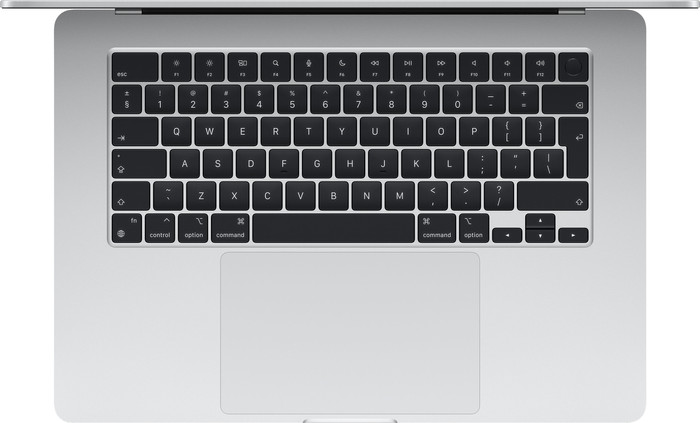 Apple MacBook Air 15 inch (2024) M3 (8 core CPU/10 core GPU) 16GB/512GB Zilver QWERTY bovenkant