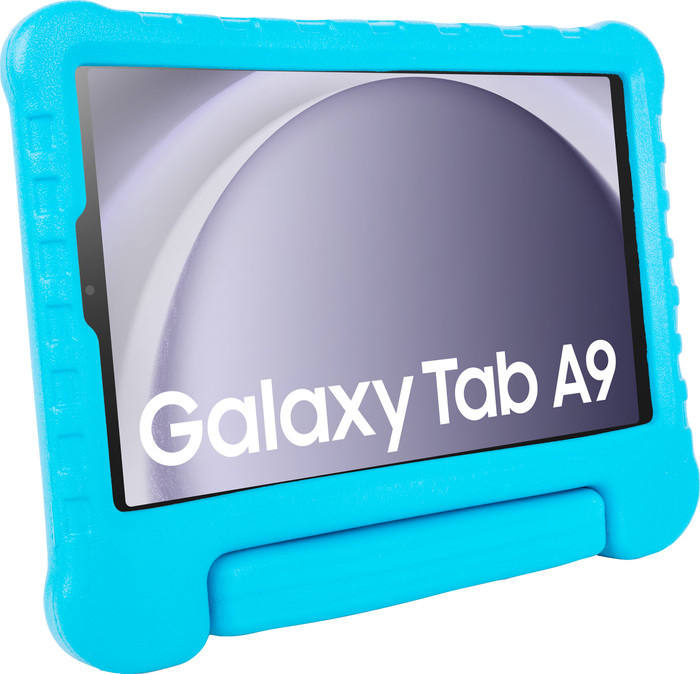 Samsung Galaxy Tab A9 8,7 inch 128GB Wifi en 4G Grijs + BlueBuilt Kids Cover Blauw achterkant