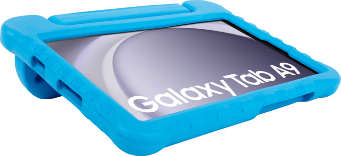 Samsung Galaxy Tab A9 8,7 inch 128GB Wifi en 4G Grijs + BlueBuilt Kids Cover Blauw voorkant
