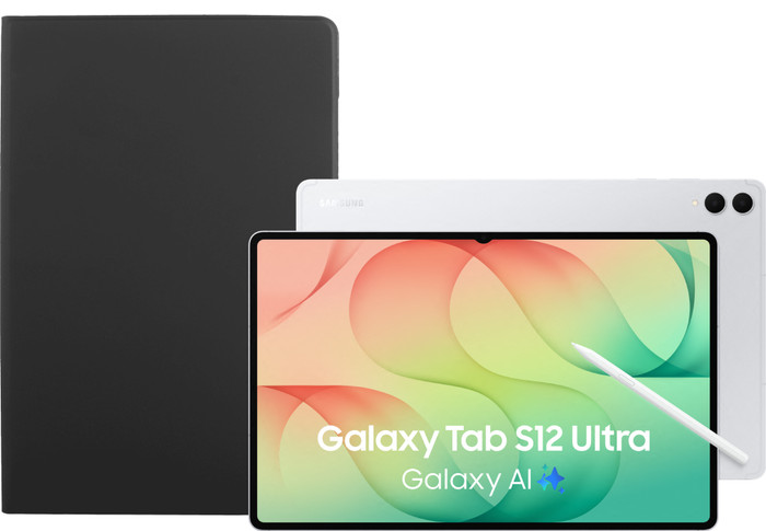 Samsung Galaxy Tab S12 Ultra 14,6 inch 256GB Wifi Zilver + BlueBuilt Book Case Zwart Main Image