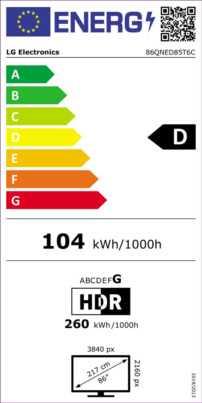 LG 86QNED85T6C (2024) energy label