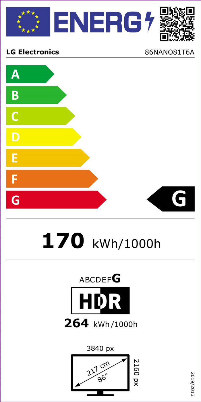 LG 86NANO81T6A (2024) + Soundbar energielabel