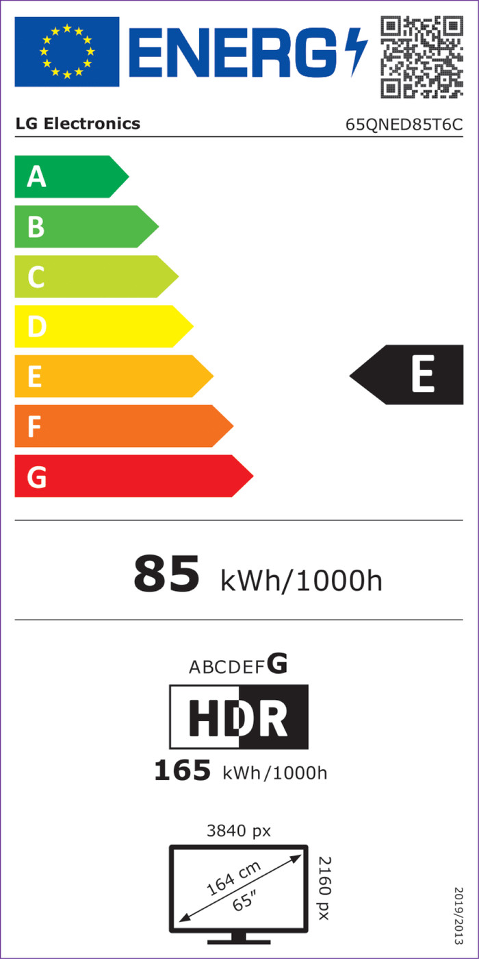 LG 65QNED85T6C (2024) energielabel