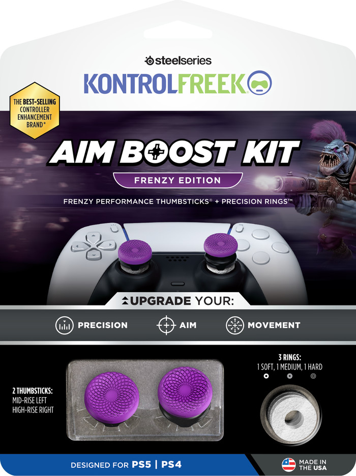 KontrolFreek Frenzy AimBoost Thumbsticks + Precision Rings Paars/Zwart PS5/PS4 verpakking