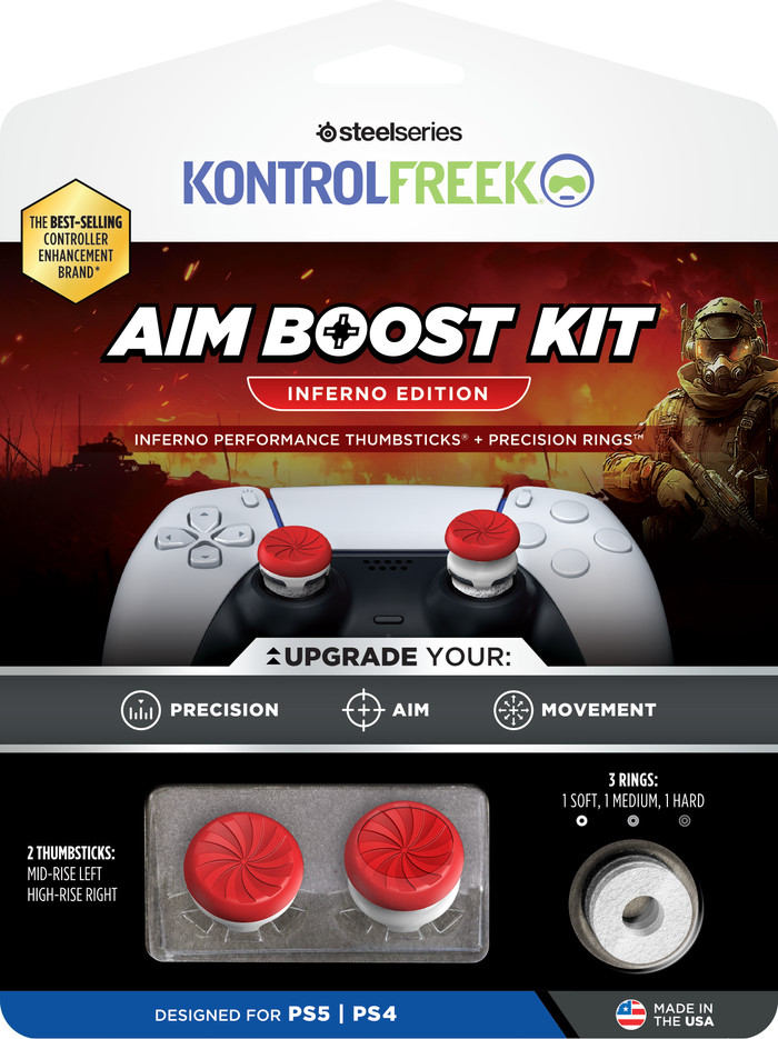 KontrolFreek Inferno AimBoost Thumbsticks + Precision Rings Rood/Wit PS5/PS4 verpakking