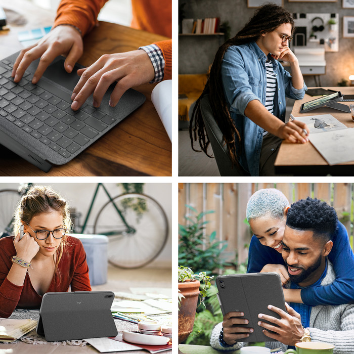 Logitech Combo Touch Apple iPad (2025/2022) Toetsenbord Hoes QWERTY product in gebruik