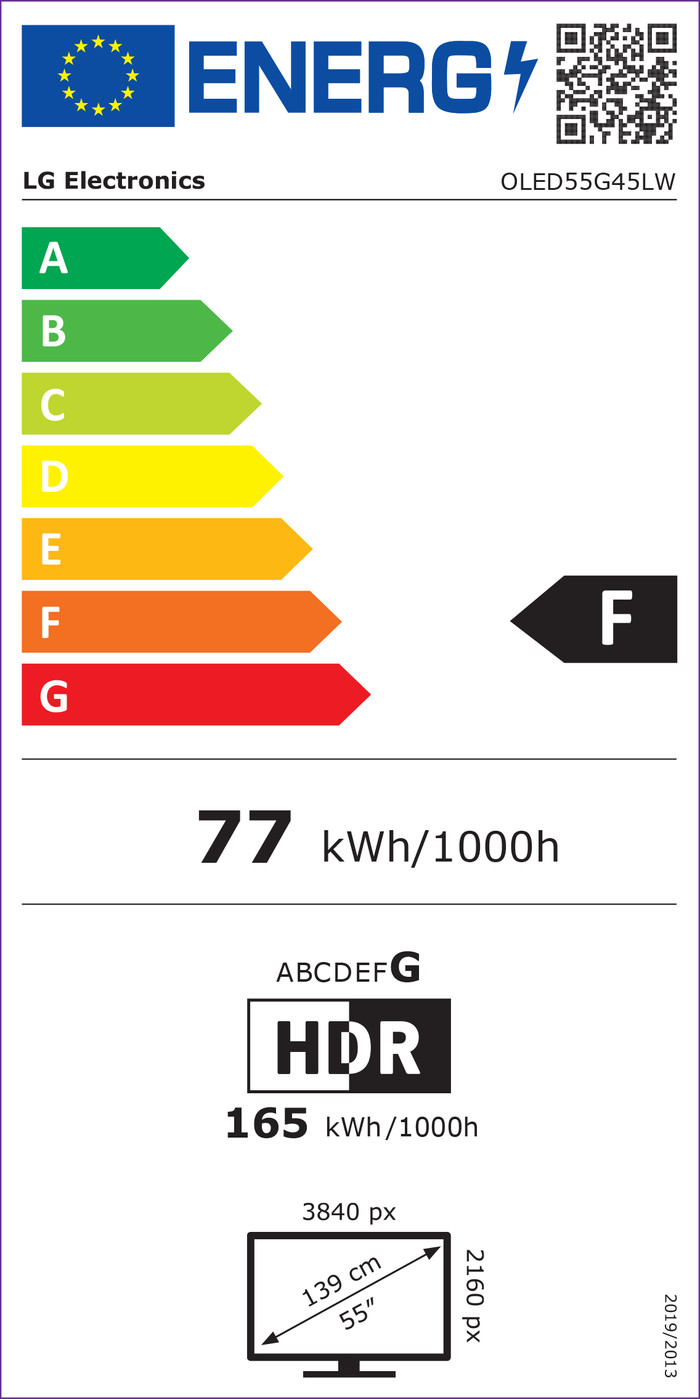 LG OLED55G45LW (2024) + Soundbar energielabel