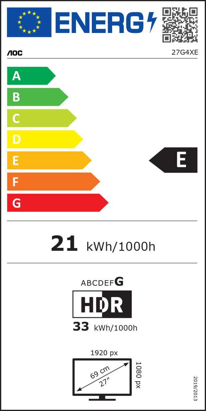 AOC 27G4XE energy label