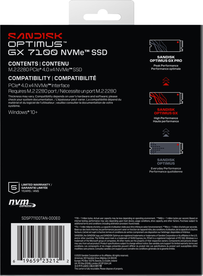 SANDISK Optimus GX 7100 1TB NVMe SSD achterkant