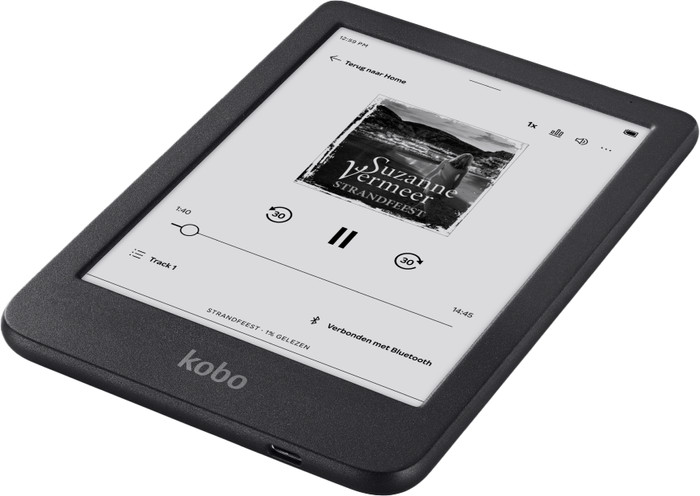 Kobo Clara BW Black + BlueBuilt Book Case Black left side