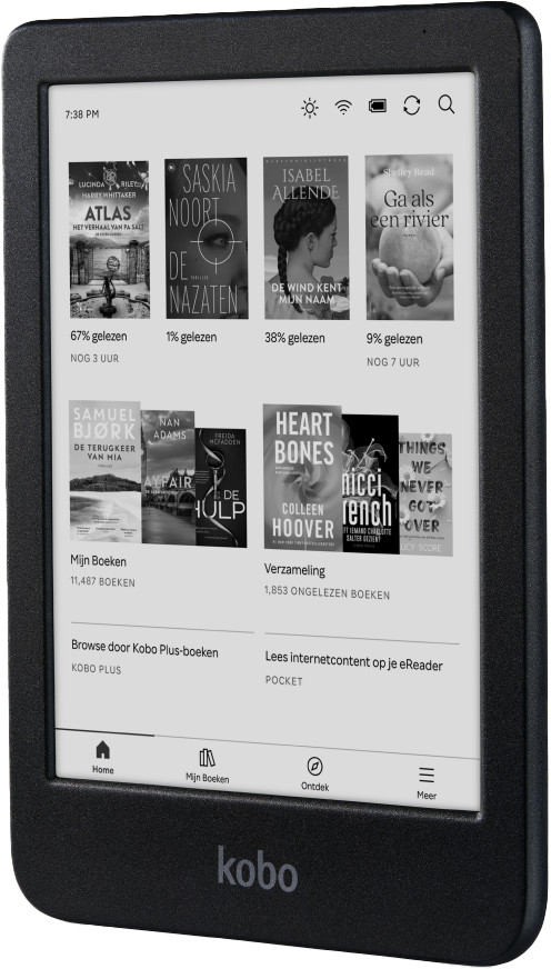 Kobo Clara BW Black + BlueBuilt Book Case Black left side