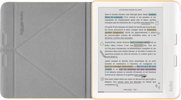 Kobo Libra Colour Sleep Cover Geel voorkant