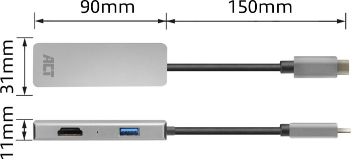 ACT USB-C 4K HDMI/USB-A Multiport Adapter visual leverancier