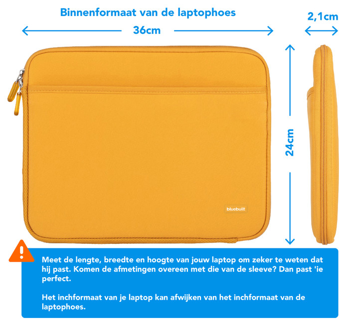 BlueBuilt Laptophoes breedte 36 cm 15-16 inch S Geel visual Coolblue 1