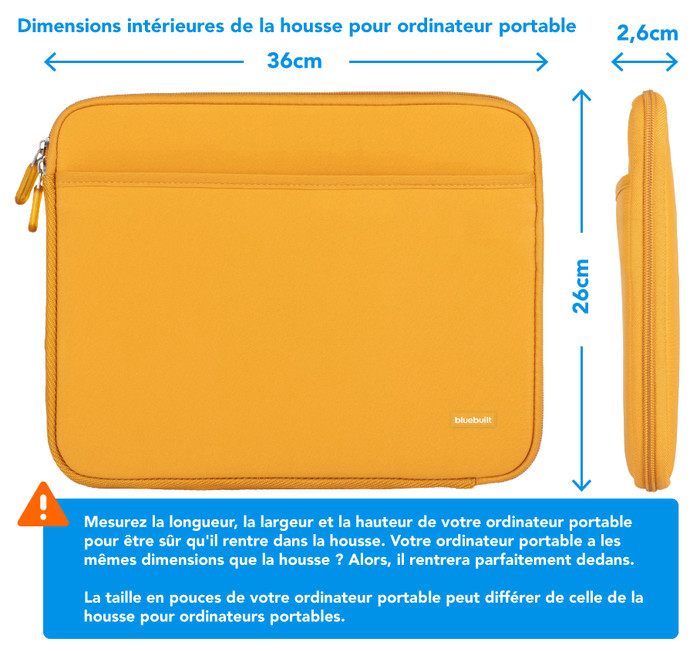 BlueBuilt Housse pour Ordinateurs Portables Largeur 36 cm 15-16 Pouces S Jaune visuel Coolblue 1