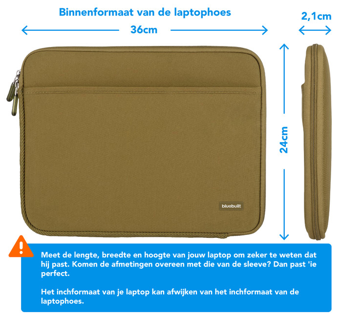 BlueBuilt Laptophoes breedte 36 cm 15-16 inch S Groen visual Coolblue 1
