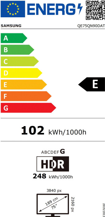 Samsung Neo QLED 75QN90D (2024) energielabel
