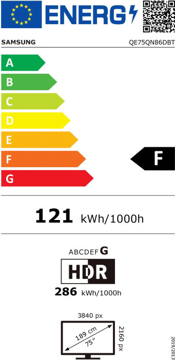 Samsung Neo QLED 75QN86D (2024) energielabel