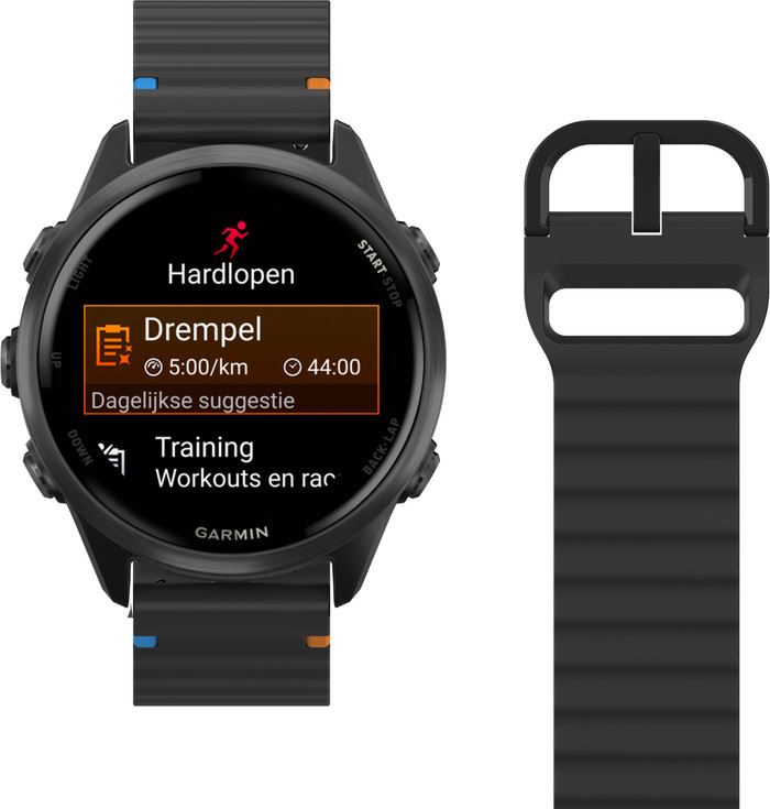 Just in Case Siliconen Bandje Zwart voor Garmin Forerunner 55 / 165 / 570 42mm detail
