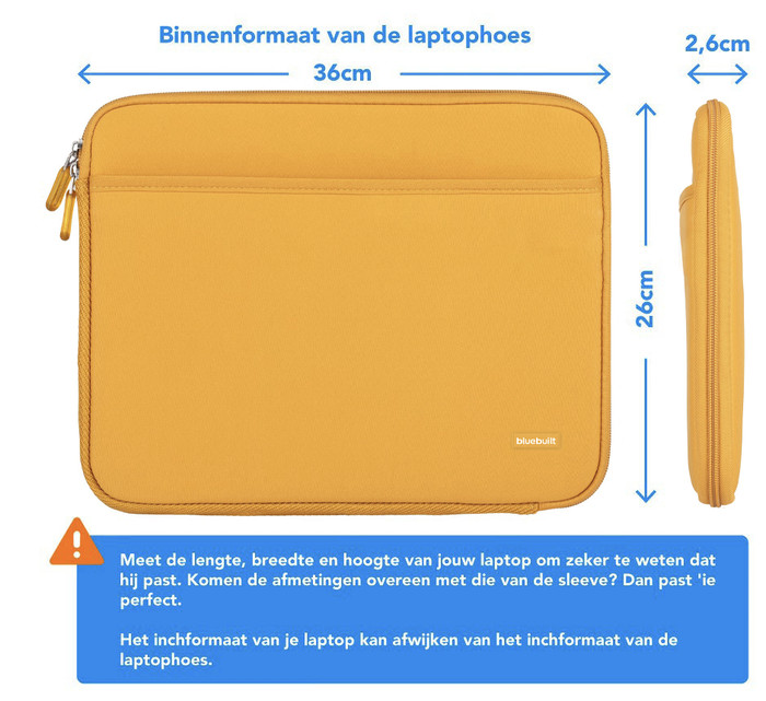 BlueBuilt Housse pour Ordinateurs Portables Largeur 37 cm 15-16 Pouces M Jaune visuel Coolblue 1