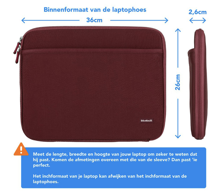 BlueBuilt Laptophoes breedte 37 cm 15-16 inch S Rood visual Coolblue 1