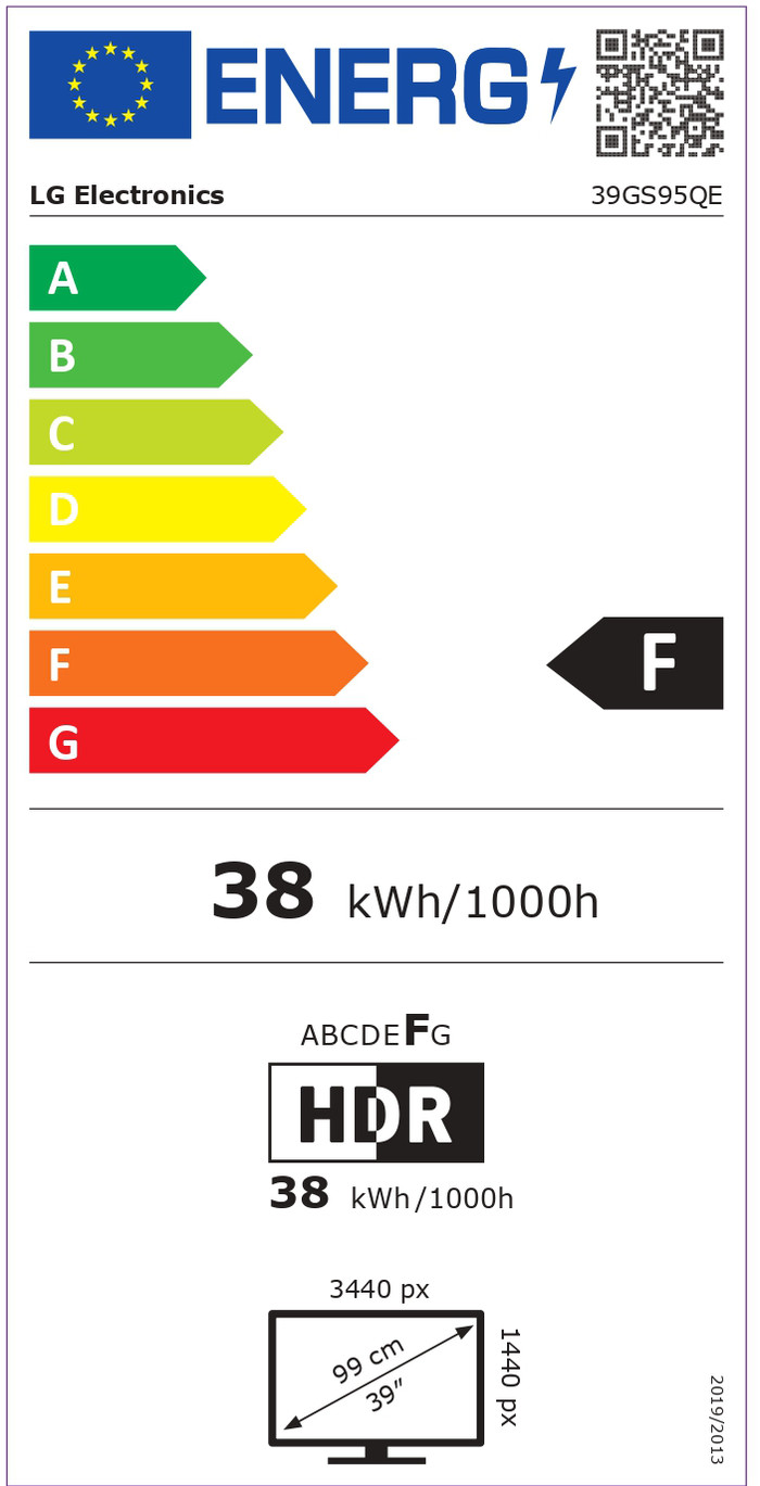 LG UltraGear OLED 39GS95QE-B energielabel