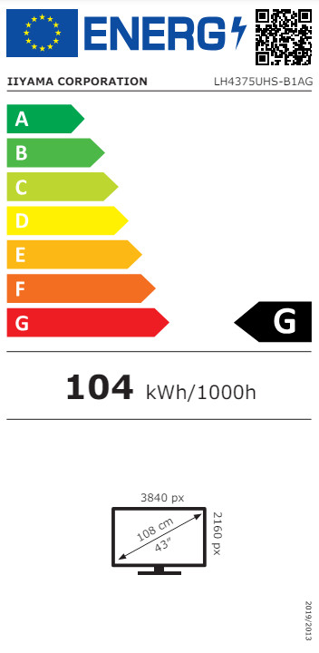 iiyama ProLite LH4375UHS-B1AG energielabel