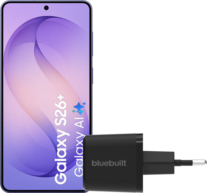 Samsung Galaxy S26 Plus 512GB Dark Blue 5G + BlueBuilt Charger 45W Black Main Image