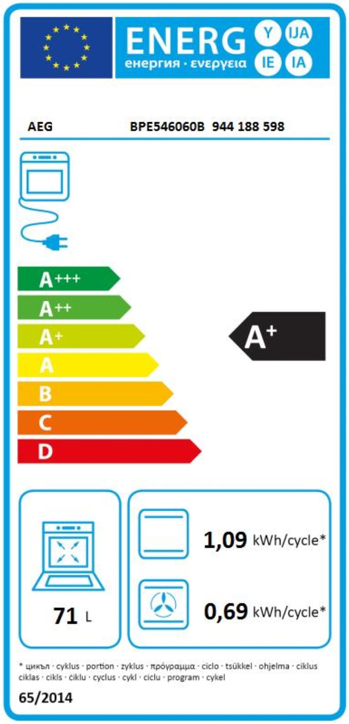 AEG BPE546060B SenseCook energielabel