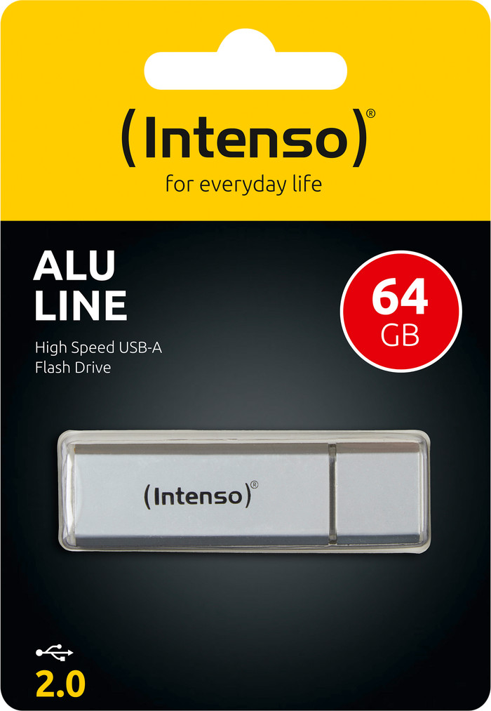 Intenso Alu Line USB 2.0 64GB Silver verpakking