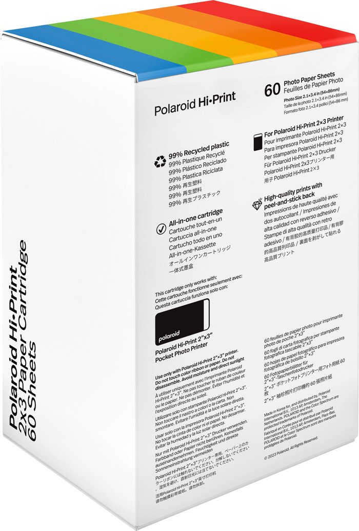 Polaroid Hi-Print 2x3 Fotopapier (60 stuks) achterkant