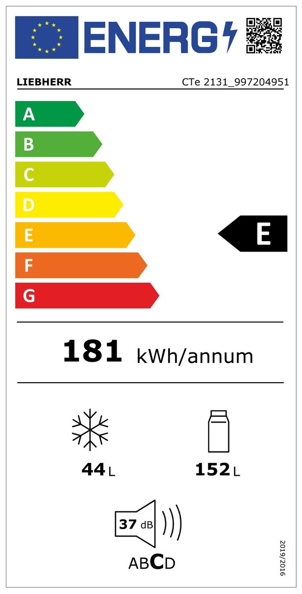 Liebherr CTe 2131-26 energielabel