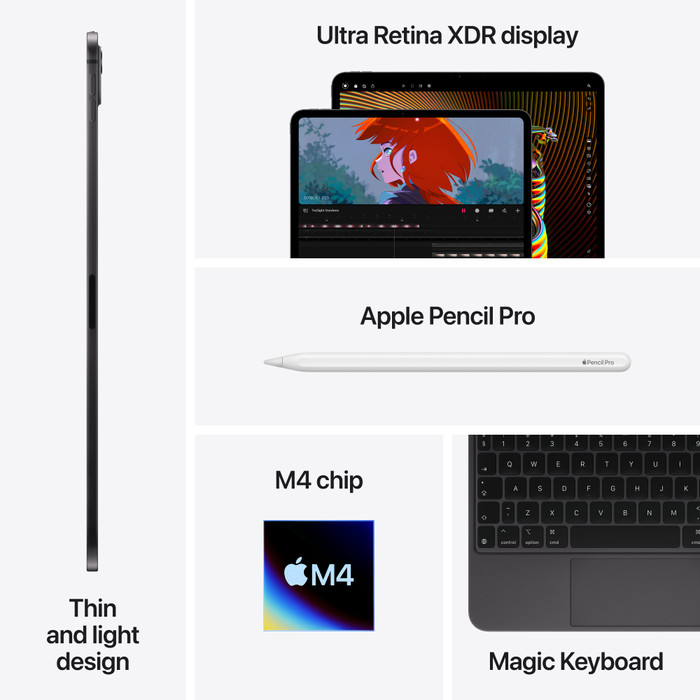 Apple iPad Pro (2024) 13 inch 512 GB Wifi + 5G Zilver + Apple Pencil Pro visual leverancier