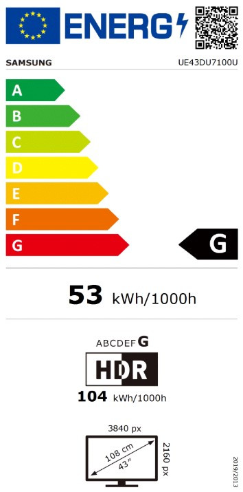 Samsung Crystal UHD 43DU7100 (2024) energy label
