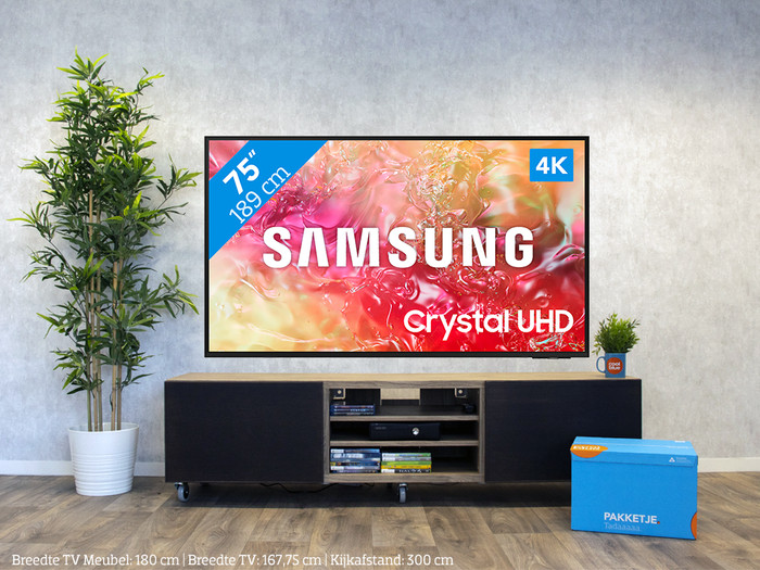 Samsung Crystal UHD 75DU7100 (2024)  + Soundbar visual Coolblue 1