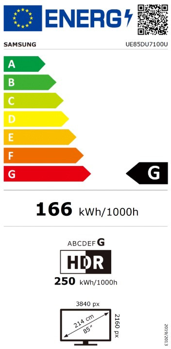 Samsung Crystal UHD 85DU7100 (2024) energielabel