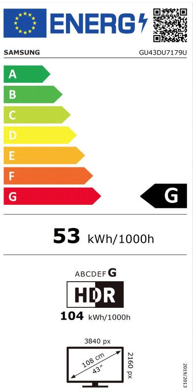 Samsung GU43DU7179 (2024) energy label