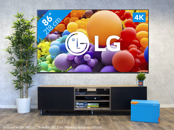 LG 86UR78006LB + Soundbar visual Coolblue 1