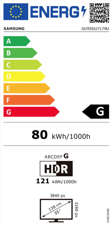 Samsung GU55DU7179 + Samsung HW-C440G/ZG energy label