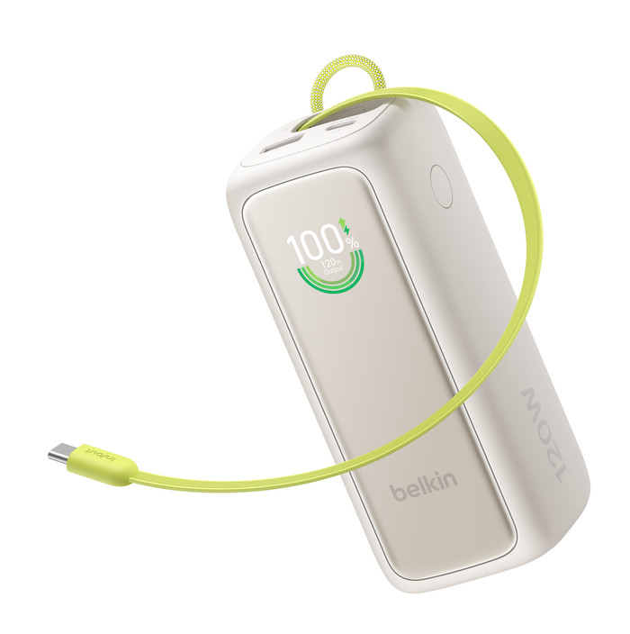 Belkin Powerbank 22.000 mAh met Snelladen 120 Watt Beige linkerkant
