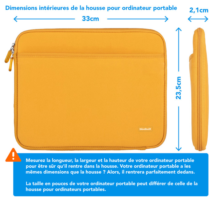 BlueBuilt Housse pour Ordinateurs Portables Largeur 33 cm 14 Pouces M Jaune visuel Coolblue 1