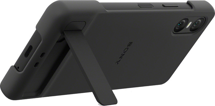 Sony Xperia 10 VI Back Cover Zwart Met Standaard detail