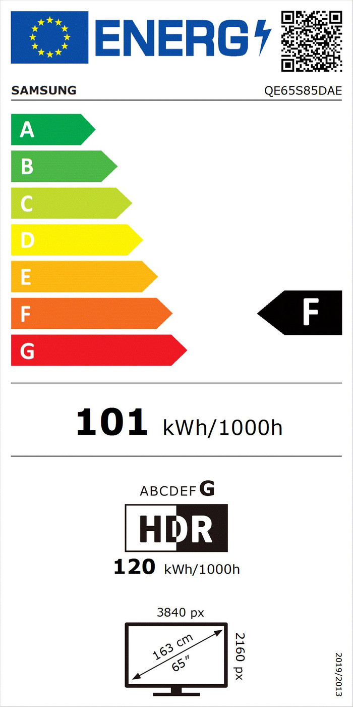 Samsung OLED 4K 65S85D (2024) + Samsung HW-Q600C (2023) energy label