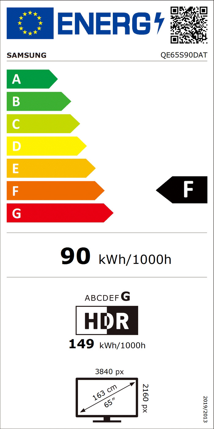 Samsung OLED 4K 65S90D (2024) + Samsung HW-Q600C (2023) energielabel