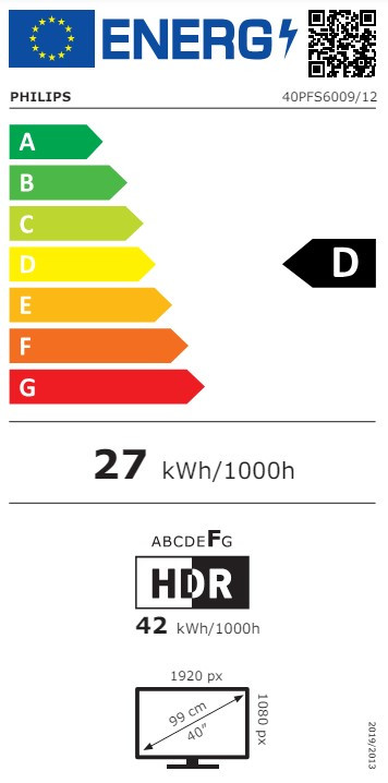 Philips 40PFS6009 (2024) energielabel